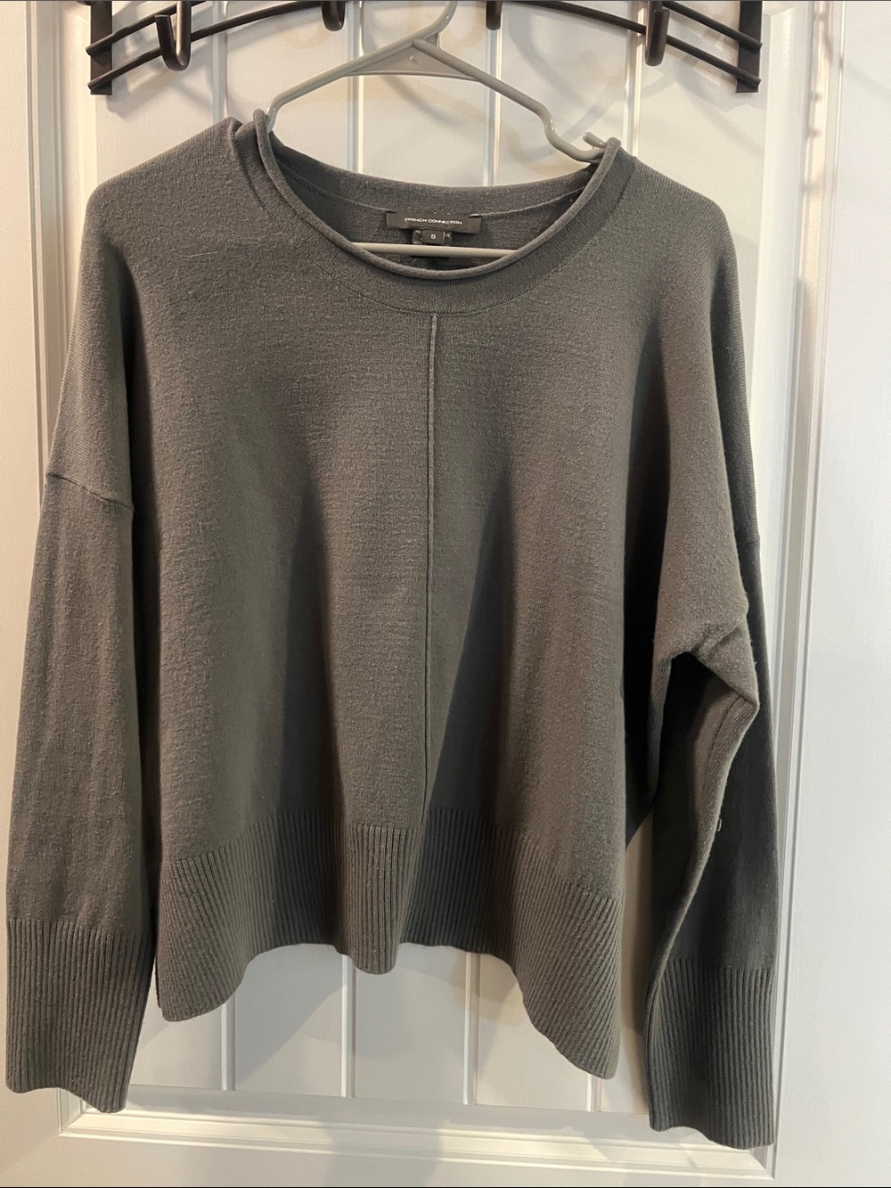 French Connection Charcoal Gray Relaxed Crewneck Sweater